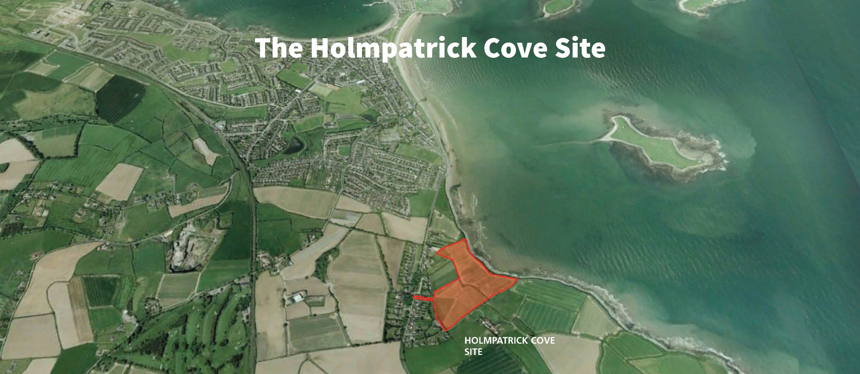 Satellite image of the Holmpatrick Cove site and greater Skerries